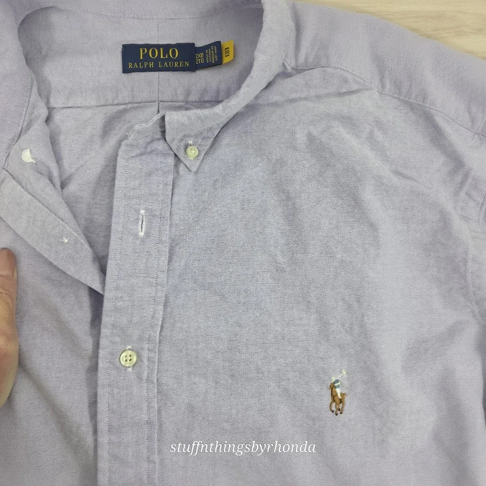 Polo Ralph Lauren Light Purple Short Sleeve Button Down Shirt Mens Sz 2X -‎ EUC